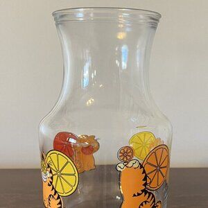 Vintage 1978 Anchor Hocking Garfield Glass Carafe Juice Pitcher Jim Davis Retro